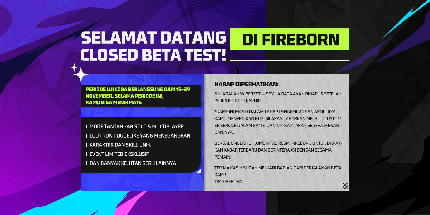Selamat datang di Fireborn Closed Beta Test!